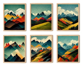 Rocky Mountain Print Set of 6, Rocky Mountains Canada Wall Art Print, Rocky Mountain Art, Rocky Mountains Poster, Canadian Rockies Print