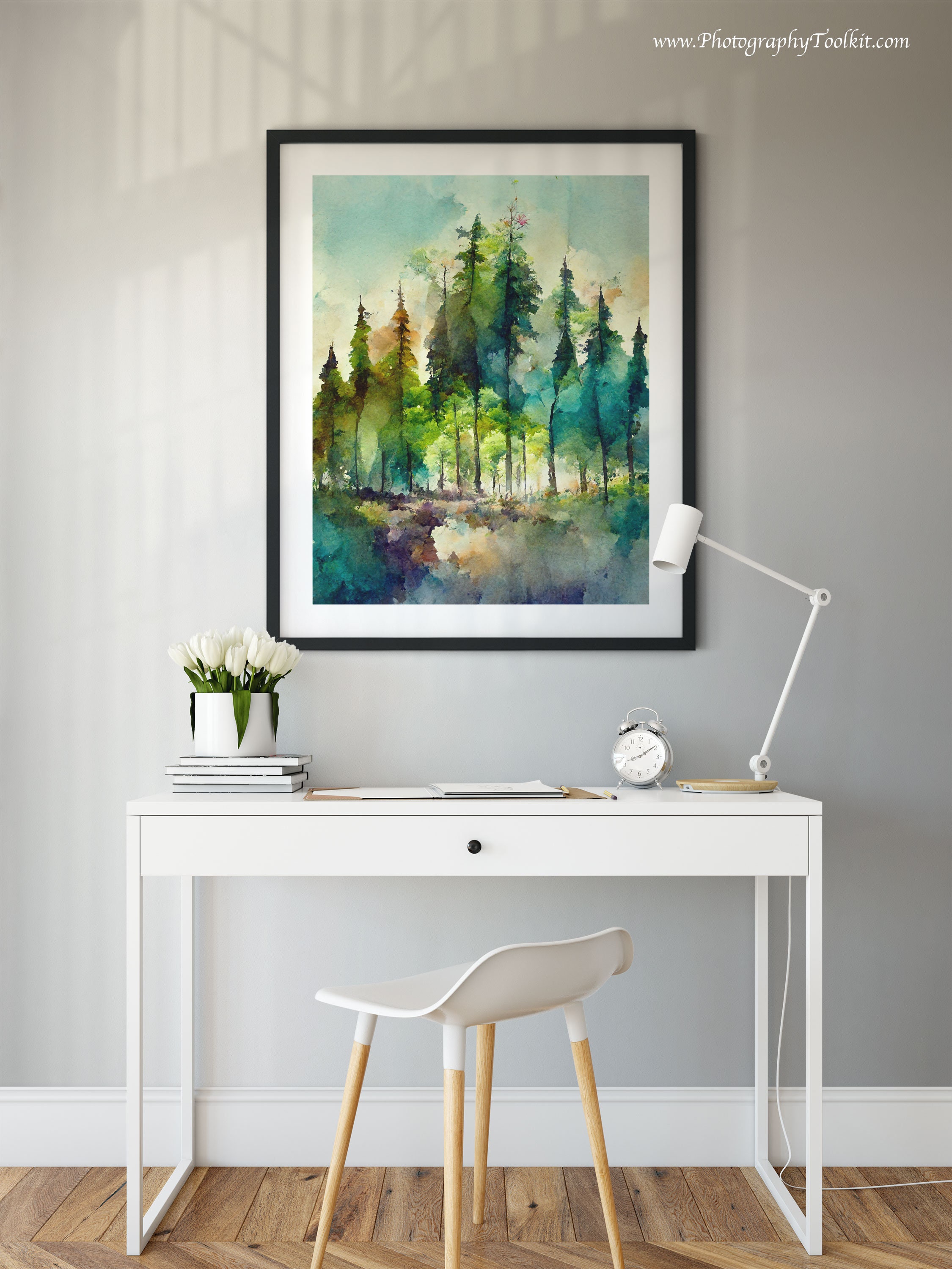 Watercolor Landscape Art Print Forest Wall Art Landscape Etsy