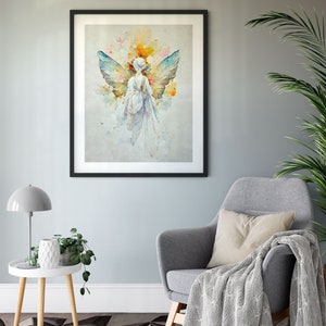 Angel Artwork Print, Guardian Angel Print, Spiritual Gift, Angel Wings, Angel Wall Decor, Original Angel Art, Guardian Angel Art image 2