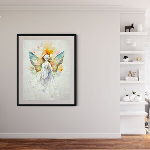 Angel Artwork Print, Guardian Angel Print, Spiritual Gift, Angel Wings, Angel Wall Decor, Original Angel Art, Guardian Angel Art image 4