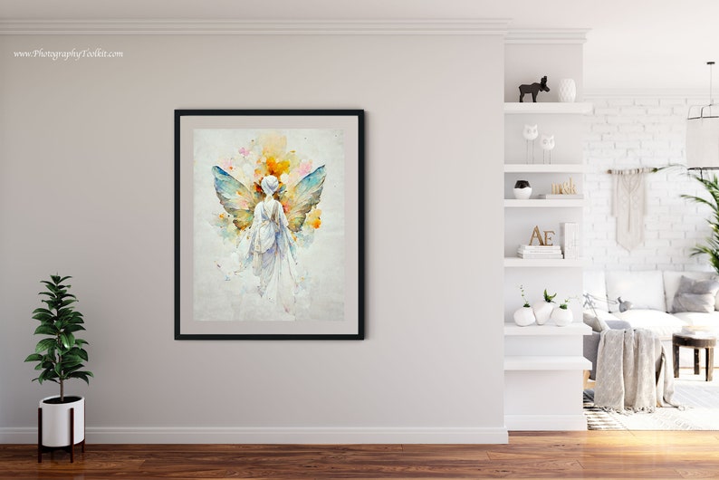 Angel Artwork Print, Guardian Angel Print, Spiritual Gift, Angel Wings, Angel Wall Decor, Original Angel Art, Guardian Angel Art image 4