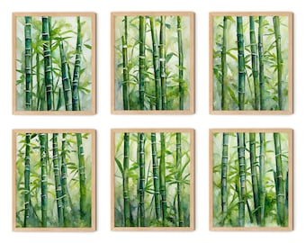竹の水彩画プリント25枚セット（デジタルダウンロード） - Etsy 日本