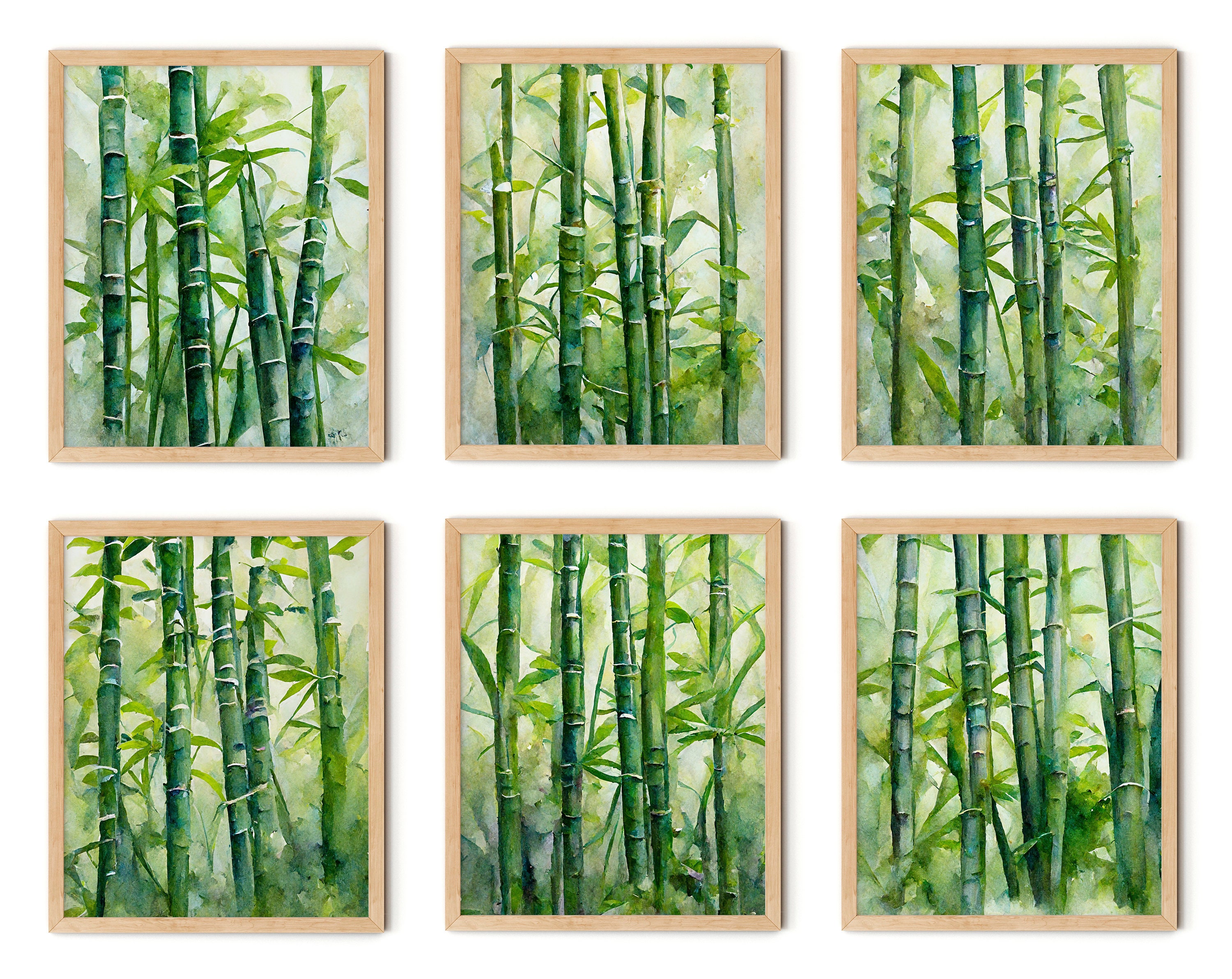 Small fresh and beautiful pattern green bamboo bamboo oil painting eff –  IDecoRoom