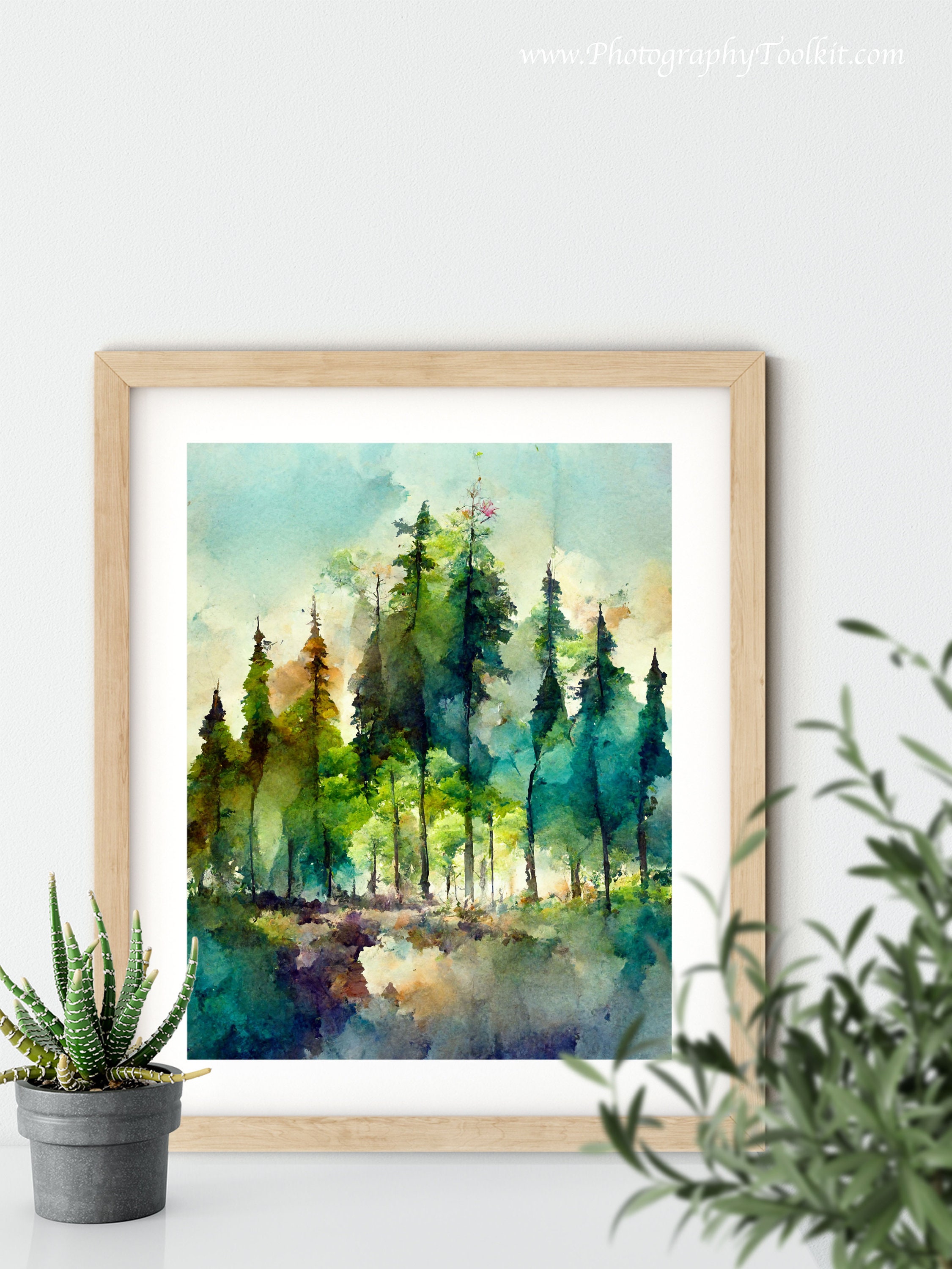 Watercolor Landscape Art Print Forest Wall Art Landscape Etsy