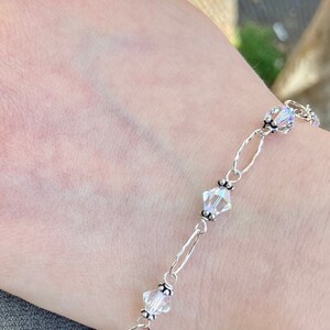 Wedding  crystal, Aurora Borealis  Crystal Sterling Bracelet, Adjustable crystal bracelet,   Bridal Party gift bracelet, Statement crystal