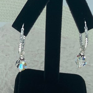 Aurora Borealis  Crystal Hoops,  Crystal Gift for Her,  Crystal Hoop drops, Spring hoop crystal, Bridal gift, Crystal gift