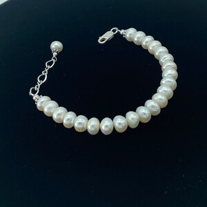 Ivory Pearl Statement Bracelet: Sterling Silver Extender, Bridal Jewelry