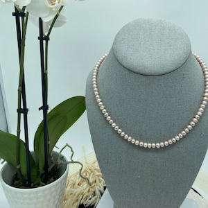 Gift Pearl, Pink Pearl Button Shape necklace, Bridal  Pearl Necklace, Gift Pink Pearl necklace