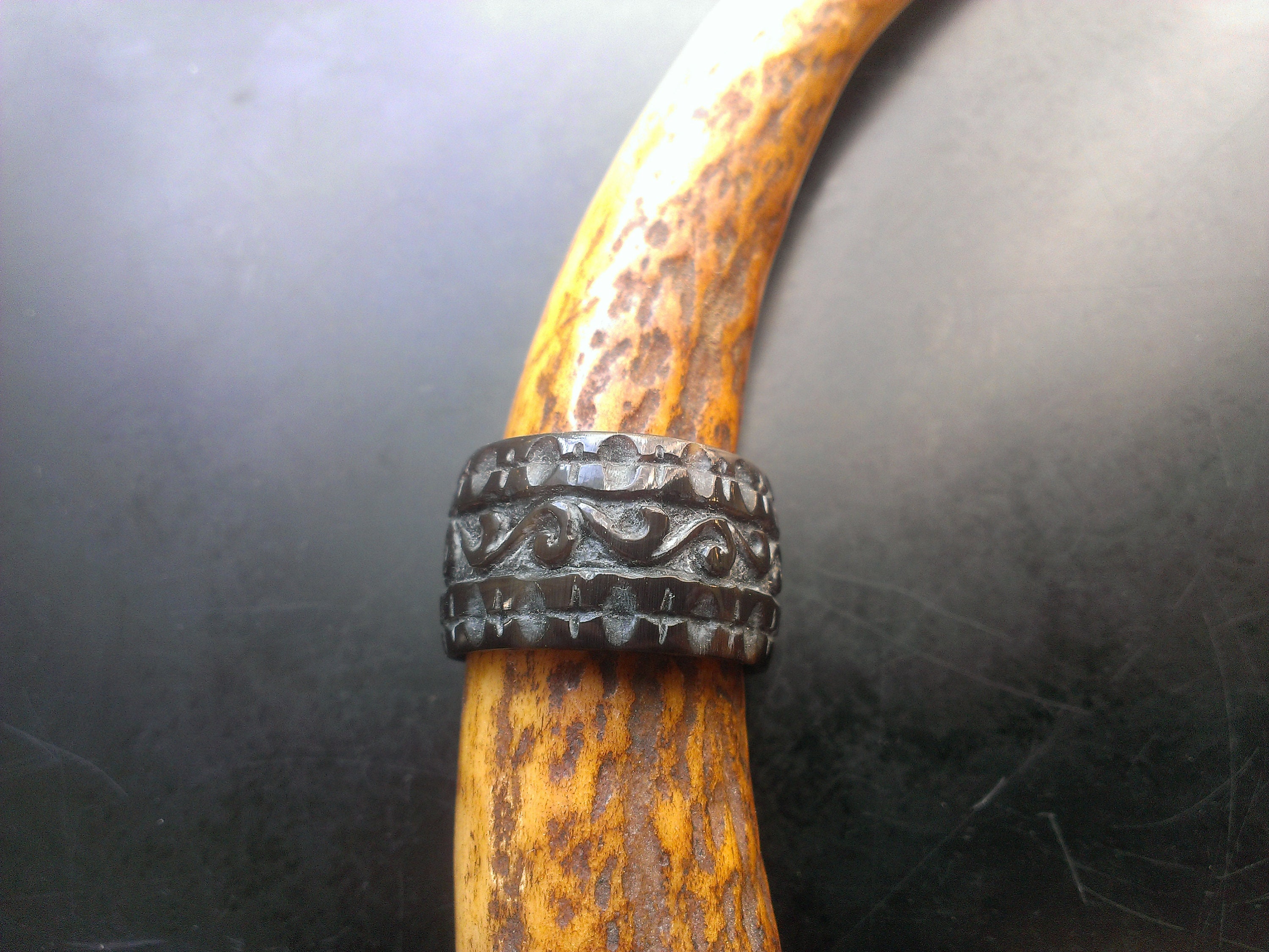 Luxurious Carved Dark Horn Ring Unisex 8 US Etsy