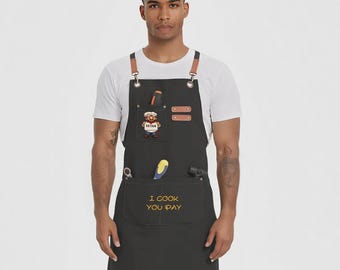 Personalized apron for Him, Her, eq, canvas apron with custom name for men, women, gift for dad, mom, grill apron, gift for groomsman,etc.