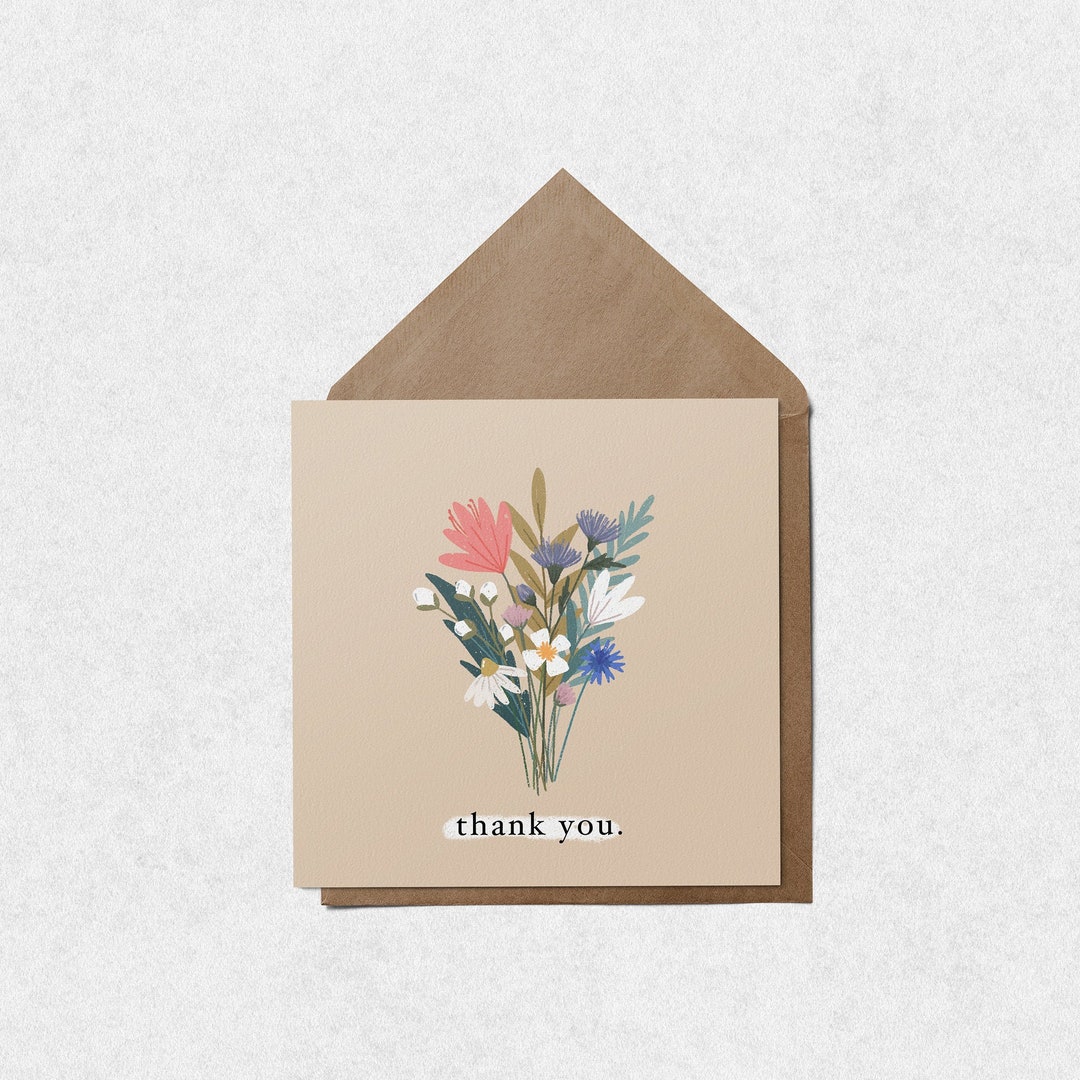 Floral Bouquet Thank You Card - Etsy