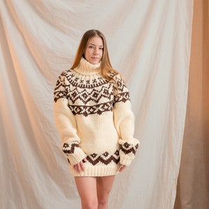 Big Alpaca Sweater, Chunky Knit Sweater, Wool Pullover, Giant Turtleneck, Christmas Gift For Her, Avant Garde Clothing, Plus Size Sweater image 1