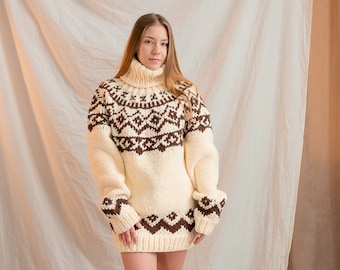 Big Alpaca Sweater, Chunky Knit Sweater, Wool Pullover, Giant Turtleneck, Christmas Gift For Her, Avant Garde Clothing, Plus Size Sweater