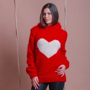 White Heart Sweater Etsy UK