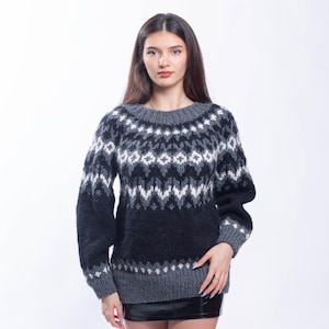 Nordic Winter Sweater, Oversized Pullover, Unisex Oversized Blouse,Winter Wool Clothing, Plus Size Knitwear, Wool Jumper, Turtleneck Sweater