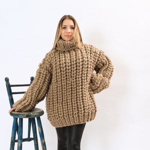 15 strands Chunky wool  sweater , Turtleneck wool sweater, Wool  sweater , Knit wool sweater, Oversize knit  sweater , Chunky knit  sweater