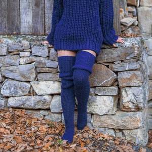 Over The Knee Wool Socks, Warm Winter Socks, Hand Knitted Legwarmer, Knitted Boot Socks, Ballet Leg Warmers, Gift For Her, Wool Home Socks