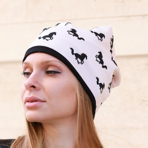 Winter Hat / Neoprene Hat with Horses /Horses hat / Winter Neoprene Hat / image 1