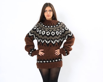 Women Nordic Sweater, Island Pullover, Wool Ski Sweater, Plus Size Jumper, Chunky Knitwear, Loose Pullover, Fair Isle Knit Sweater,Molimarks