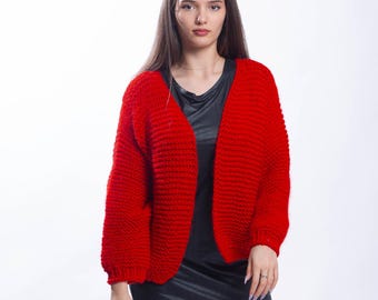 Red Wool Cardigan, Red Bridal Shawl, Wedding Shawl, Wool Bridal Wrap, Bridesmaid Bolero, Fluffy Top, Wool Tank, Wool Christmas Gift