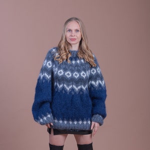 Beautiful Icelandic Sweater, Fluffy Nordic Jumper, Oversized Mohair Turtleneck, Lopapeysa Women Jumper, Fair Isle Sweater, Handknit Pullover
