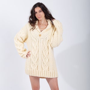 Open Turtleneck Sweater, Cable Knit Pullover, Long Knit Sweater, Oversized Pullover, Plus Size Clothing, Cozy Warm Gift, Christmas Gift