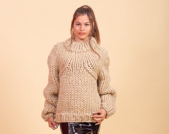 Chunky Knit Sweater, Chunky Arn Knit Jumper, Oversize Pullover, Wool Sweater, Bulky Sweater, Oversize Sweater, Wool Jumper,  Soft Jumper