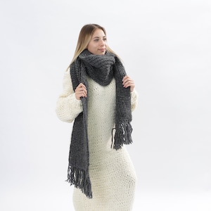 Wool Knit Scarf, Shawl For Women, Extra Long Scarf, Comfy Knitwear, Chunky Scarf, Winter Scarf, Warm Thick Shawl, Minimalist Clothing