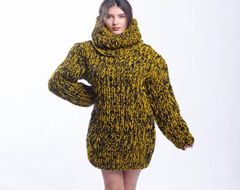 Wool Sweater Dress For Women, Winter Womens Pullover, Big Warm Turtleneck Sweater, Oversized Women Jumper, Winter Women Clothing