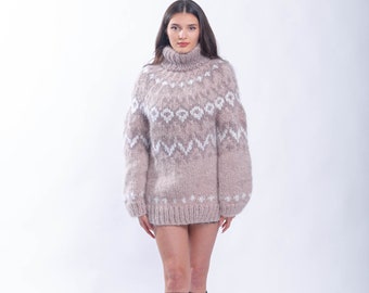 Fluffy Nordic Jumper, Mohair Nordic Sweater, Icelanding Sweater ,Molimarks