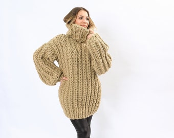 6 strands Eco Chunky wool  sweater , Turtleneck wool sweater, Wool  sweater ,Knit wool sweater, Oversize knit  sweater ,Chunky knit  sweater