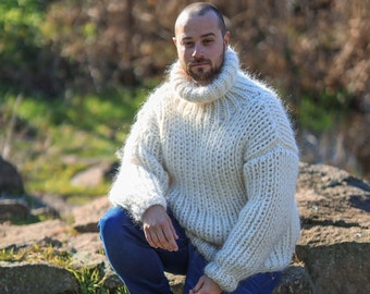 Wool Mohair Sweater Men Comfy Jumper Chunky Turtleneck - Etsy Canada