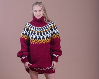 Christmas Knitted  wool sweater in nordic style made by Molimarks