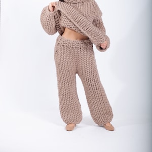 Merino Hand Knit Pants, Fuzzy Trousers, Cable Knit Pants, Wool Trousers, Fluffy Leggings, Warm Winter Pants, Wool Pants, Thick Wool Gift