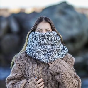 Winter Scarf, Big Wool Scarf, Chunky Infinity Scarf, Oversized Handknitted Scarf, Turtleneck Scarf, Handwoven Scarf, Boho Winter Scarf