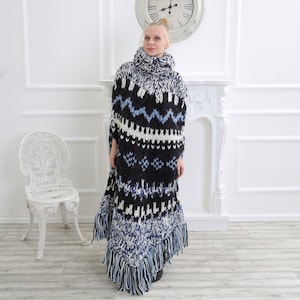Super Nordic  Sweater Poncho ,Super bulky Poncho ,Turtleneck wool  sweater, Oversize Bulky sweater , Islandic  wool sweater