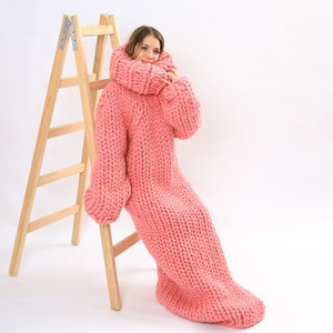 Maxi sweater dress made of merino wool available in plus sizes with giant turtleneck by Molimarks