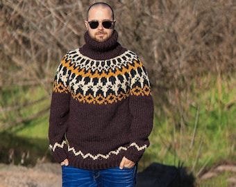 Warm Turtleneck Sweater, Chunky Pullover, Hand Knitted Sweater, Oversized Winter Jumper, Plus Size Clothing, Thick Sweater, Knit Sweater