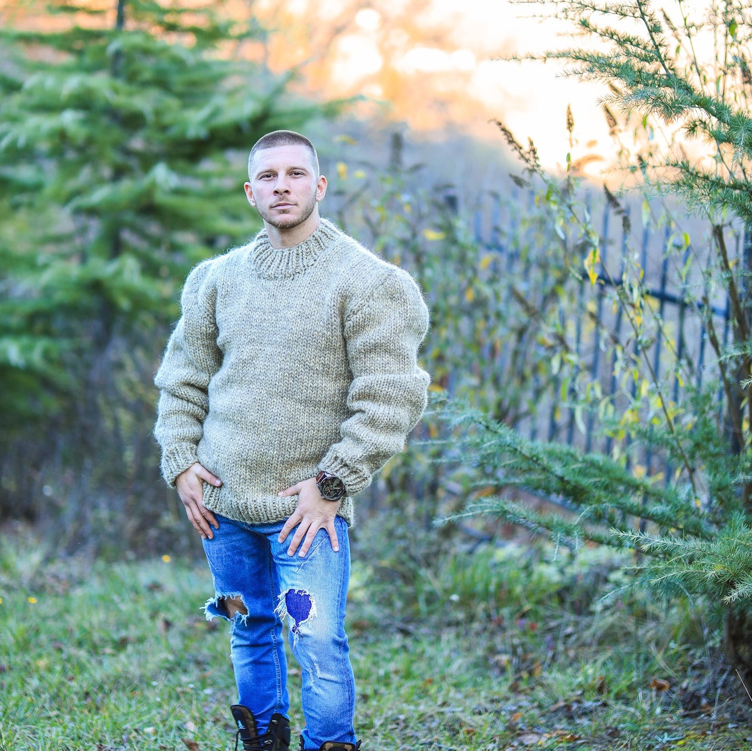 Mens tall top wool sweaters