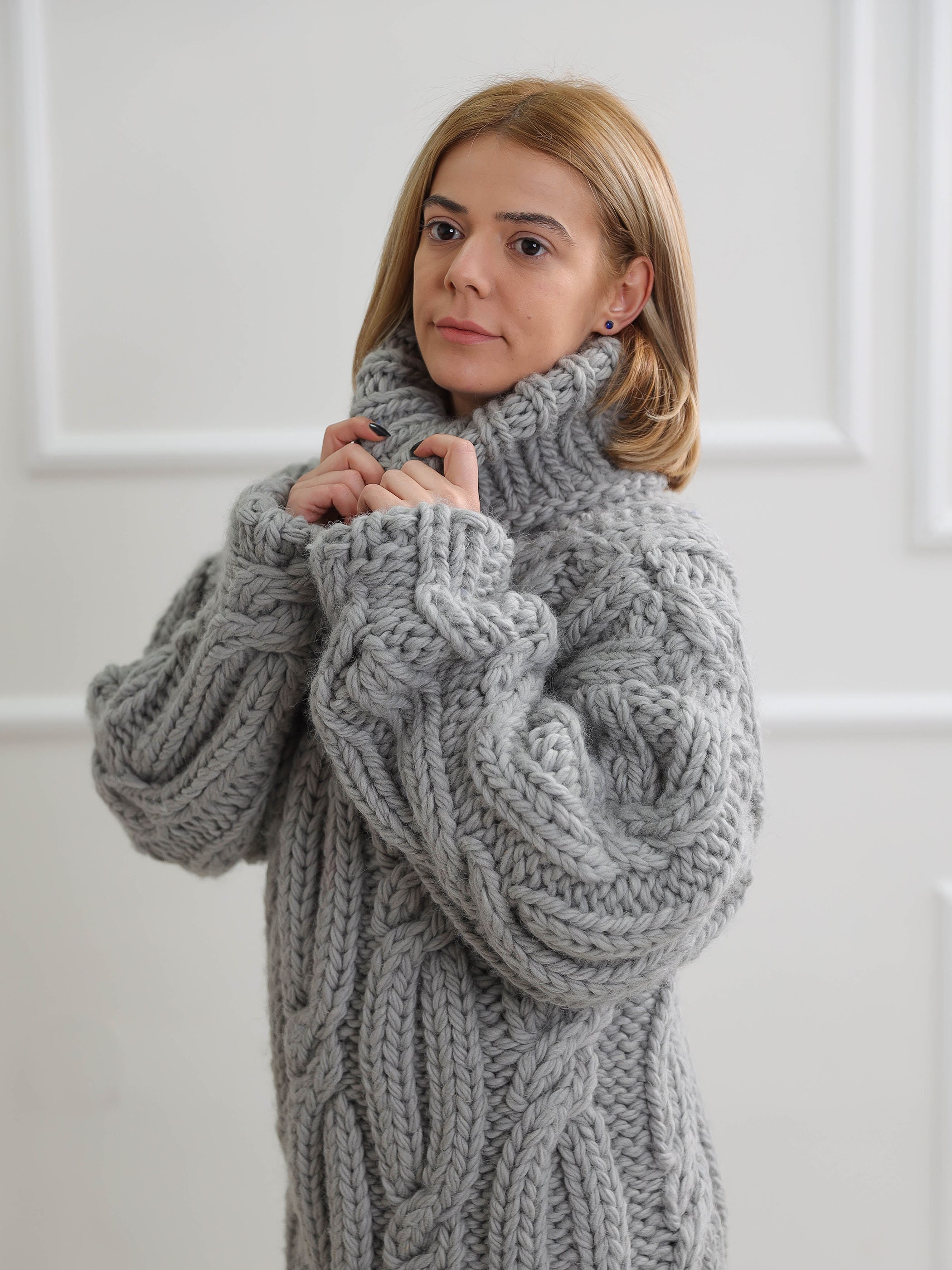 Rollkragen Strickpullover Rollkragenpullover Warmer Wollpullover