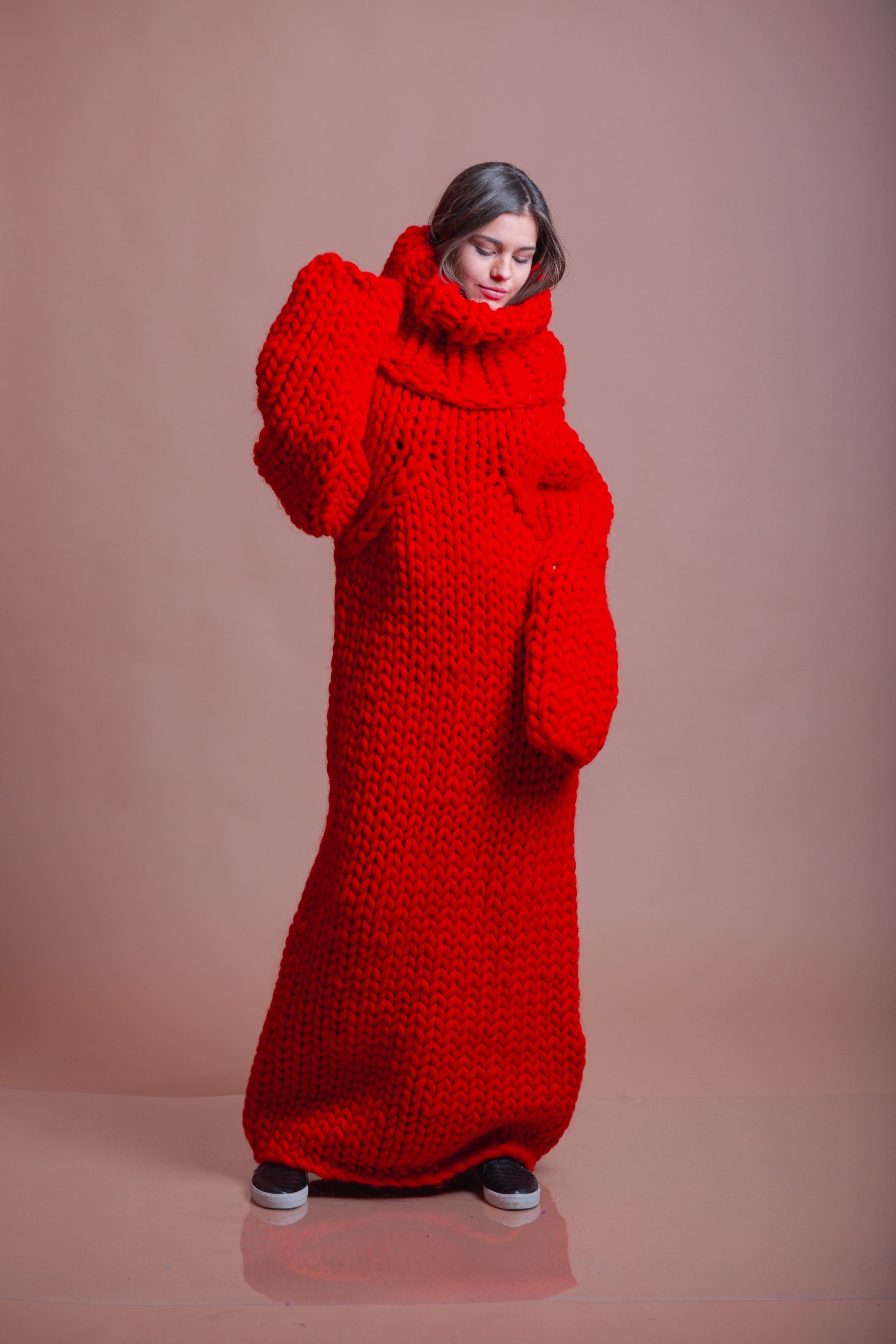 Chunky Red Sweater, Women Merino Wool Jumper, Giant Turtleneck Pullover,  Warm Oversized Sweater, Avant Garde Clothing, Girlfriend Gift -  Canada