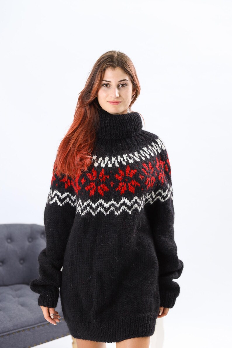 Vida Wool Turtleneck Sweater For Women Cozy Chic Relaxed Fit Nordic Fair Isle Knit Soft Wool Blend main image 0