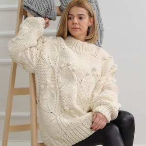 Handmade Wool Beige Oversize Sweater 1_5