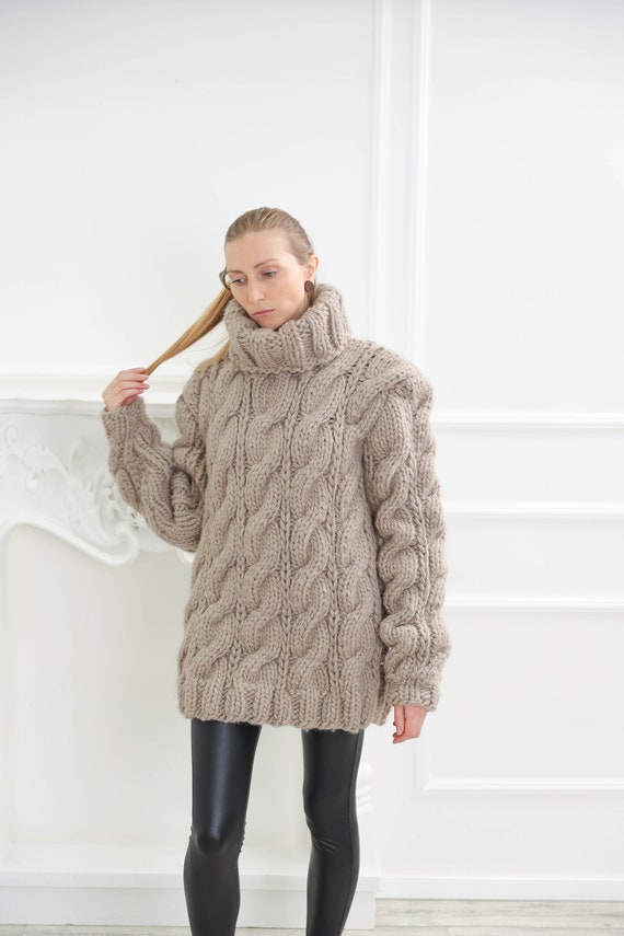 Grey chunky turtleneck sweater sale