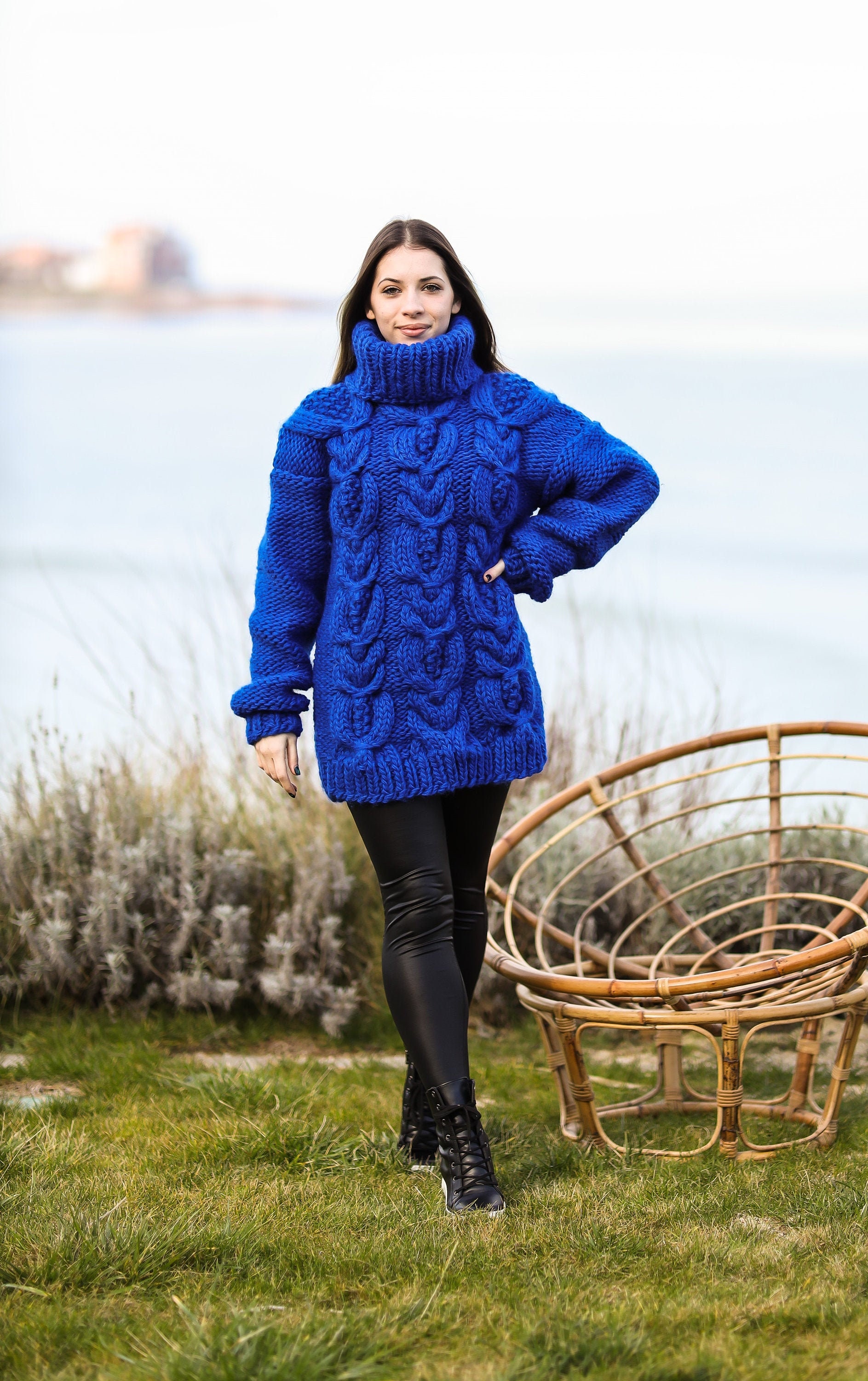 Royal Blue Knit Sweater, Wool Pullover, Giant Turtleneck Sweater, Oversized Blue Pullover, Long Sweater, Cable Knit Sweater, Plus Size - Etsy Royal Blue Knit Sweater, Wool Pullover, Giant Turtleneck Sweater, Oversized Blue Pullover, Long Sweater, Cable Knit Sweater, Plus Size - Etsy