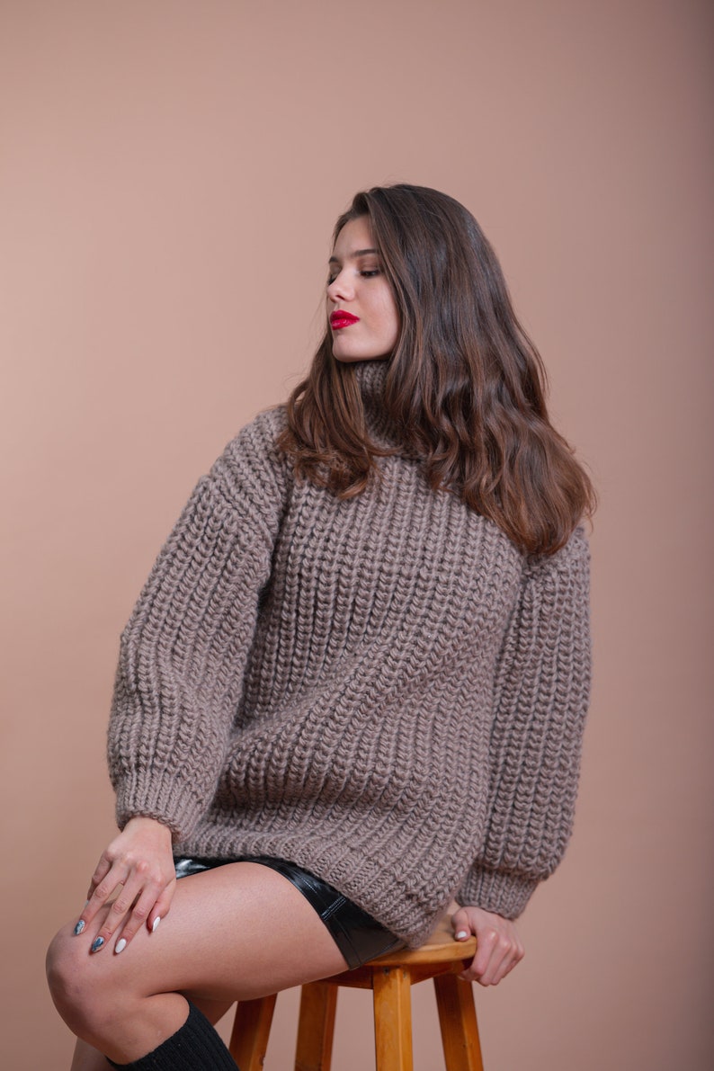 Bio Organic Hand knit wool sweater for women and mans image 2