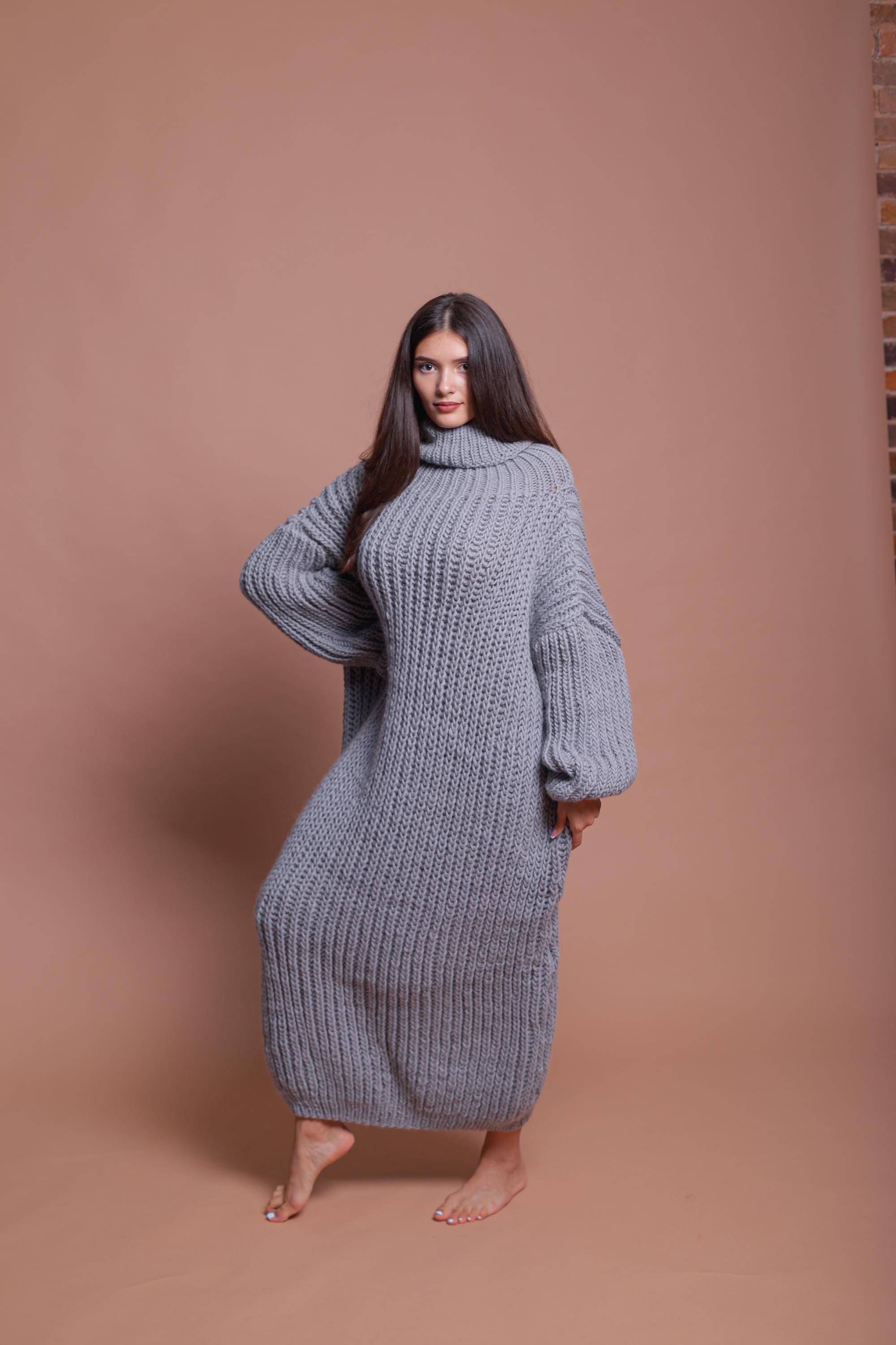 One Size  Extra Huge Wool Dress, Winter Maxi Sweater Dress, Long Wool Sweater Dress, Giant Turtleneck, Pink Dress For Winter, Oversized
