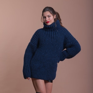 5 strand Mixed  Mohair and Wool Turtleneck Sweater, Oversized Knit Sweater, Huge Pullover Sweater