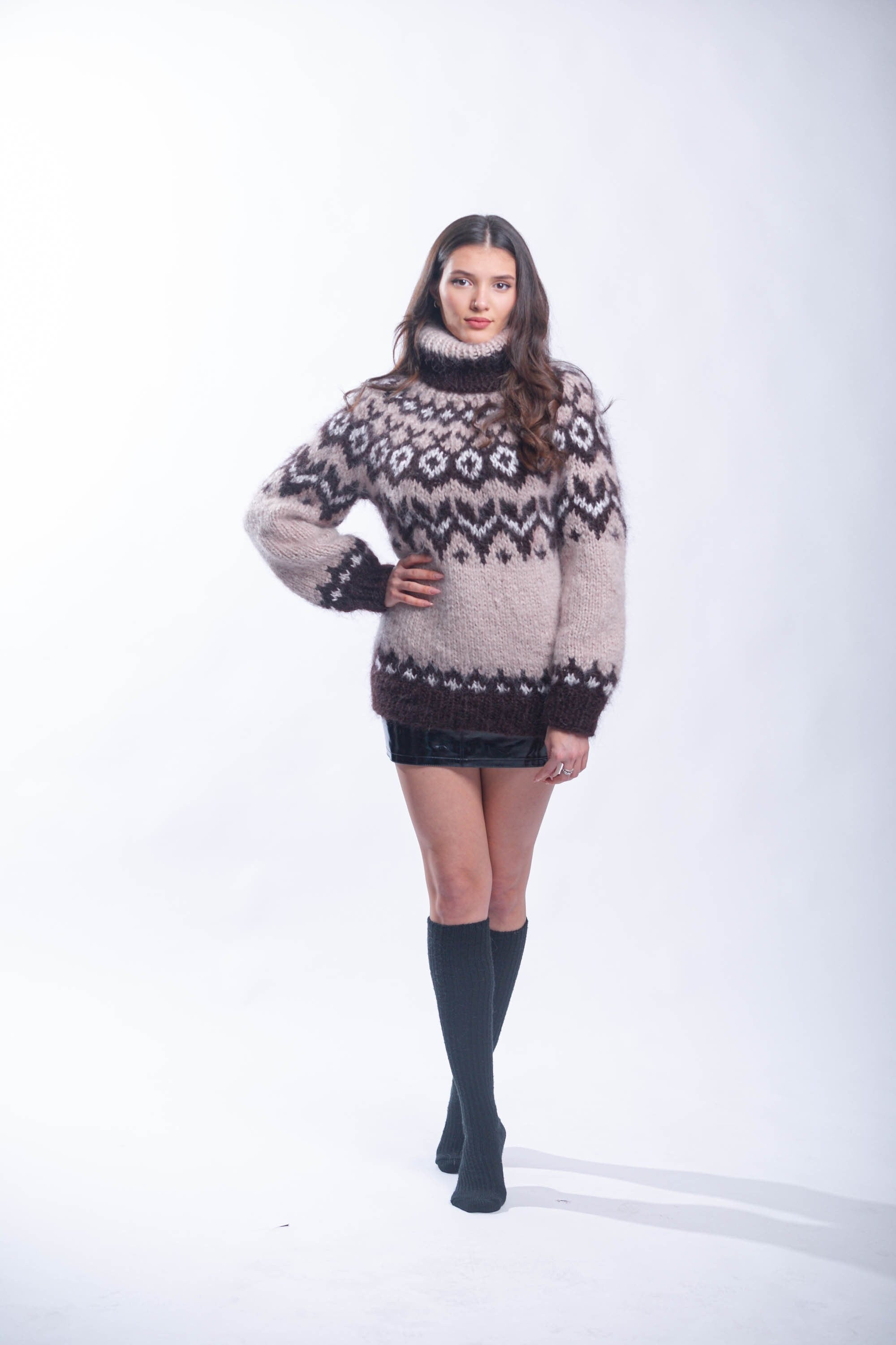 Mohair Icelandic Sweater, Fluffy Nordic Jumper, Oversized Mohair Turtleneck, Lopapeysa Women Jumper, Fair Isle Sweater, Handknit Pullover
