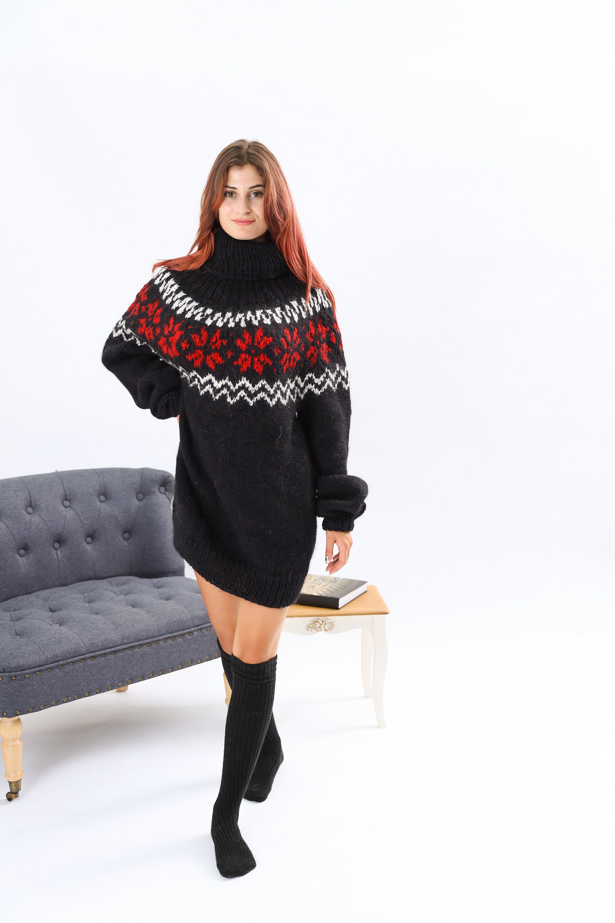 Wool Nordic knit sweater Nordic turtleneck wool sweater Etsy
